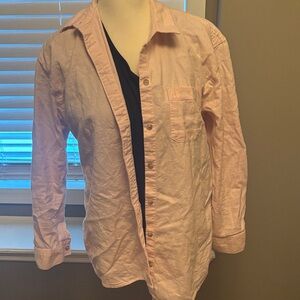 Eddie Bauer Women’s soft Pink  Button-Up Shirt Boyfriend Fit
